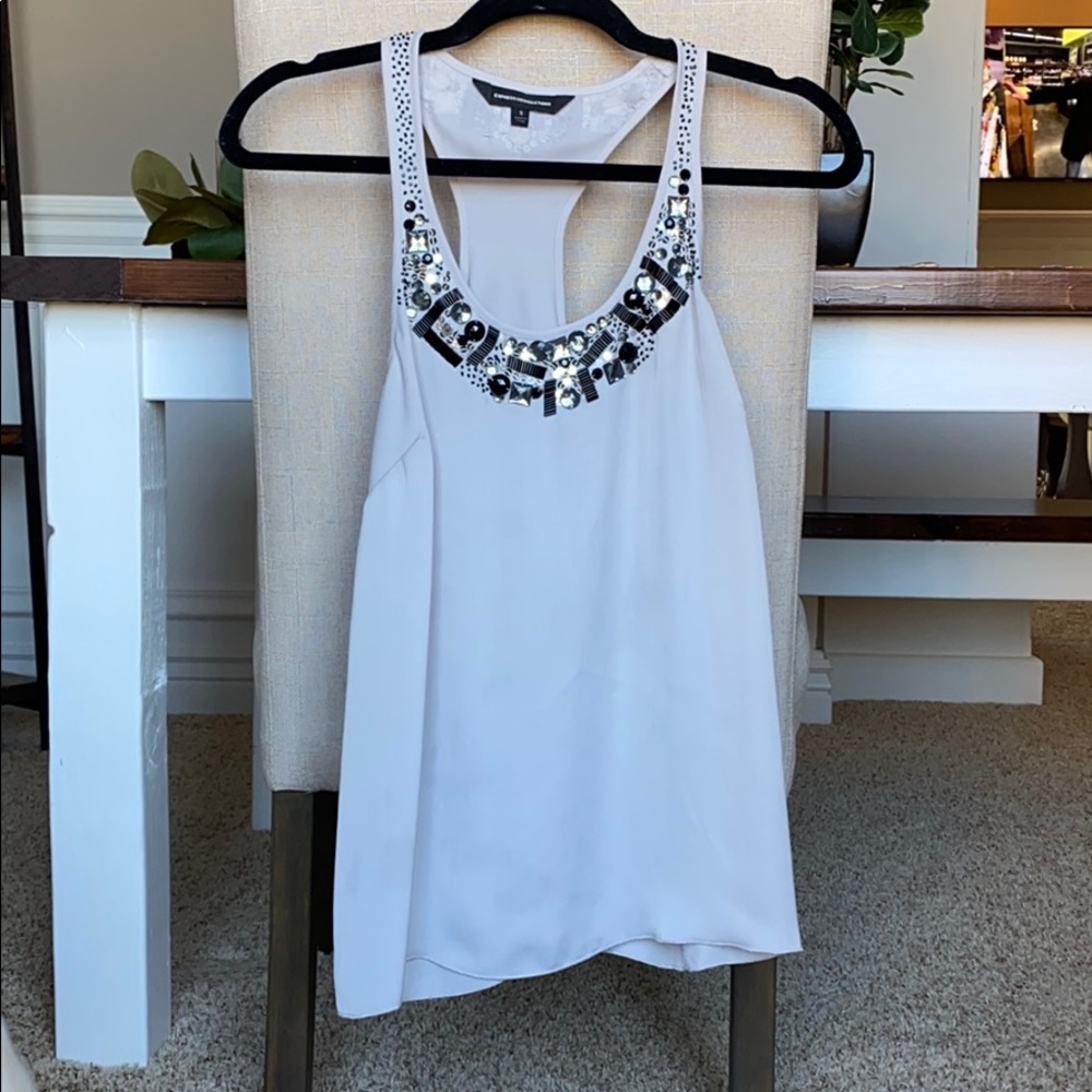 Polyester tank with embellishments